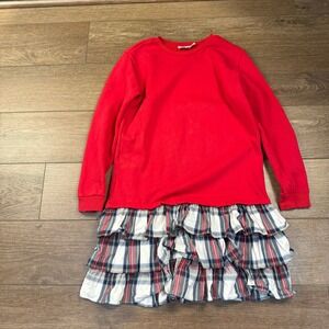 Vineyard Vines Kids Red Plaid Ruffle Dress XL Sweatshirt Christmas Holiday